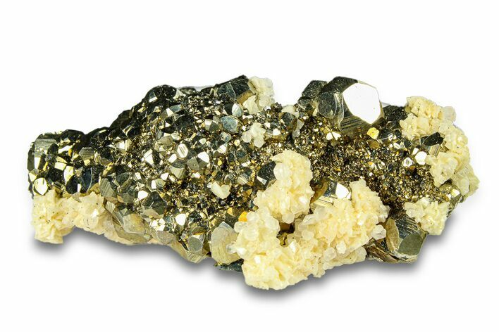 Dolomite and Calcite on Striated Pyrite - Peru #291906